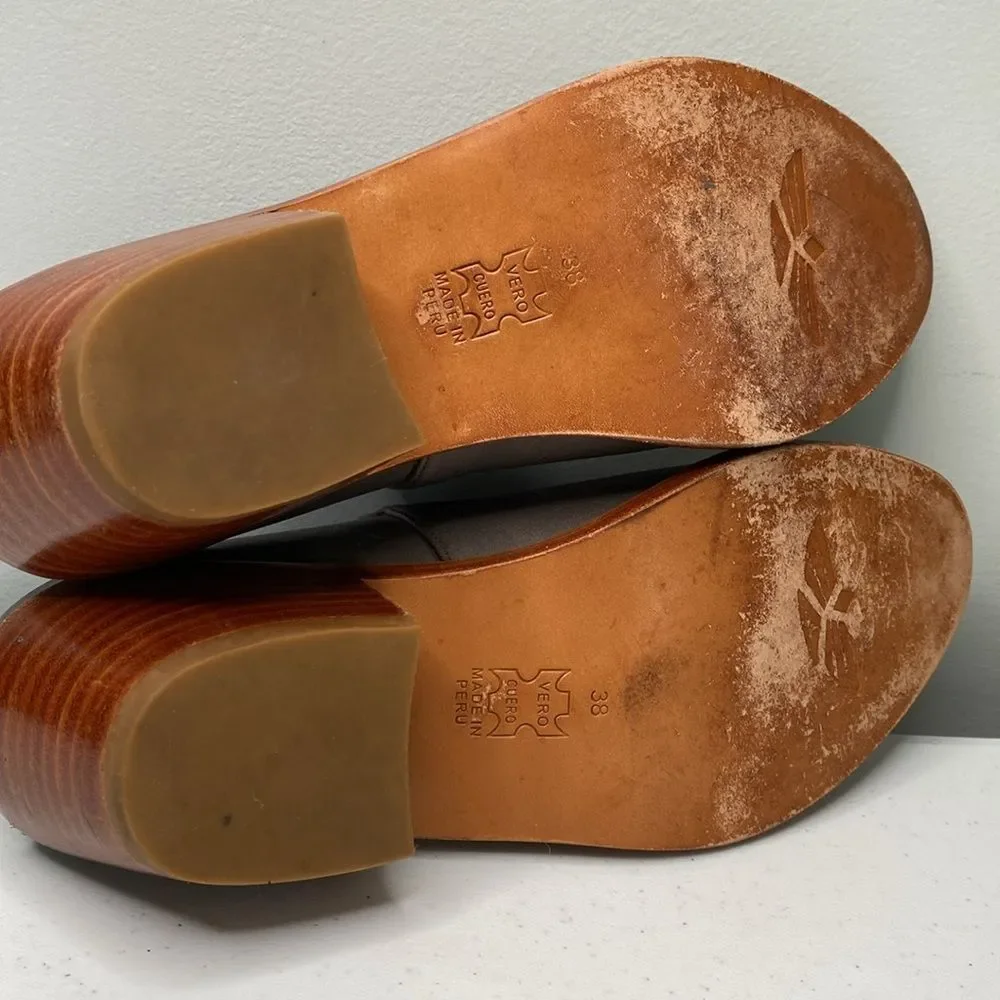 Fortress of Inca Madeline Leather Stacked Low Heel Bootie Shoe Slip-On Handmade